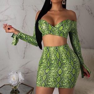 Snake print skirt set